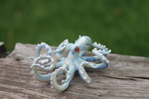 White Blue Blown Glass Octopus glass figurine Octopus Glass Ocean Octopus  Kraken Glass Octopus Figurine