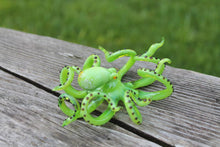 Load image into Gallery viewer, Green Blown Glass Octopus, Ocean, Octopus Sculpture
