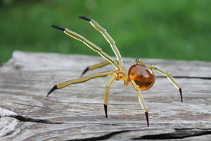 Art Glass Spider Figurine, Blown Glass Spider, Spider halloween