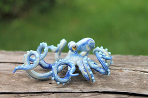 Sky Blue Blown Glass Octopus glass figurine Octopus Glass Ocean Octopus  Kraken Glass Octopus Figurine