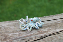 Load image into Gallery viewer, White Blue Blown Glass Octopus glass figurine Octopus Glass Ocean Octopus  Kraken Glass Octopus Figurine
