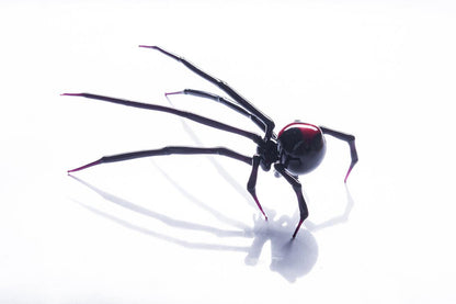Black Widow Glass Spider Figurine With Red Tips – Handmade Art