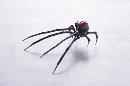 Black Widow Glass Spider Figurine With Red Tips – Handmade Art