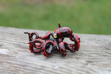 Load image into Gallery viewer, Black-Red Glass Octopus Sculpture
