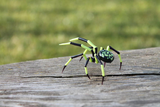Green And Black Murano Glass Spider – Handmade Figurine