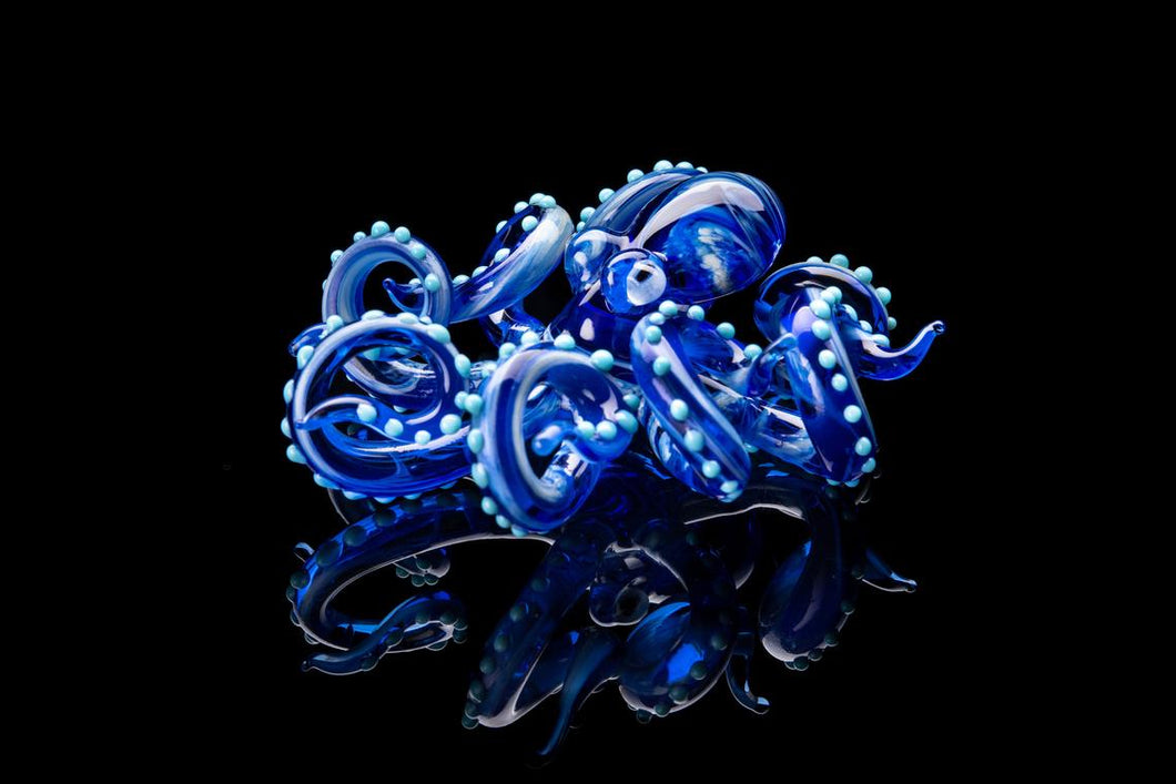 Deep Blue Blown Glass Octopus glass figurine Octopus Glass Ocean Octopus  Kraken Glass Octopus Figurine