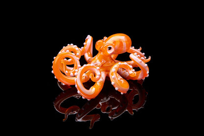 Orange-Pink Blown Glass Octopus glass figurine Octopus Glass Ocean Octopus  Kraken Glass Octopus Figurine