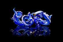 Load image into Gallery viewer, Blue Blown Glass Octopus glass figurine Octopus Glass Ocean Octopus  Kraken Glass Octopus Figurine
