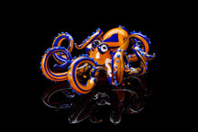 Load image into Gallery viewer, Orange-Blue Blown Glass Octopus glass figurine Octopus Glass Ocean Octopus  Kraken Glass Octopus Figurine
