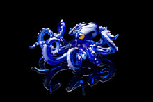 Load image into Gallery viewer, Blue Blown Glass Octopus glass figurine Octopus Glass Ocean Octopus  Kraken Glass Octopus Figurine
