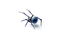 Load image into Gallery viewer, Art Glass black Garden Spider Sculpture, Blown Glass Figurine Art Insect, Glass Spider Figurine Blown Glass Spider Glass Spider Miniature
