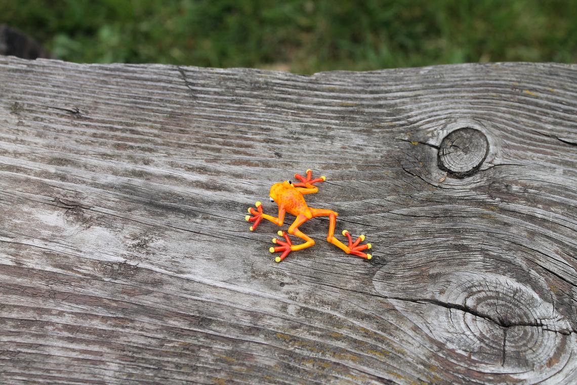 Handmade Orange Glass Frog Figurine With Yellow Feet - Murano Art