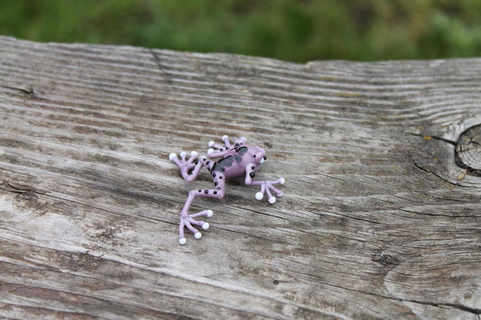 Purple Glass Frog Figurine With White Feet - Murano Handmade Gift