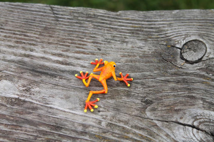 Handmade Orange Glass Frog Figurine With Yellow Feet - Murano Art