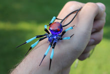Load image into Gallery viewer, Spider Pendant, Glass Spider Necklace, Goth Necklace, Spider Pendant, Jeweled Spider
