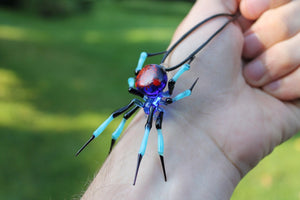 Spider Pendant, Glass Spider Necklace, Goth Necklace, Spider Pendant, Jeweled Spider