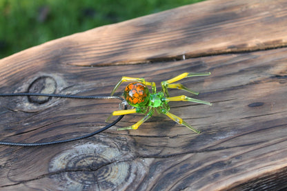 Glass Spider Pendant, Glass Spider Necklace