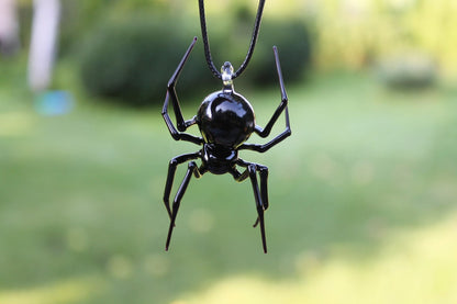 Glass Spider Pendant, Glass Spider Necklace