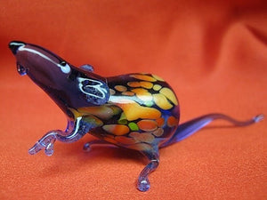 Glass Rat Figurine - Blown Glass Rat - Glass Animal Figurine - Glass Animals - Rat Glass Miniature