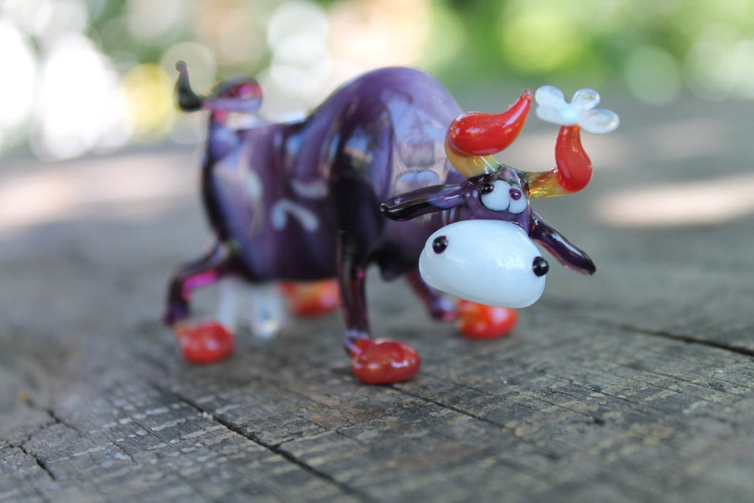 Blown Glass Cow Sculpture  Animals Glass
