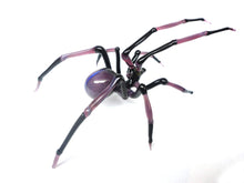 Load image into Gallery viewer, Art Glass Spider Figurine, Blown Glass Spider, Spider halloween, hand blown glasses, Glass Insect
