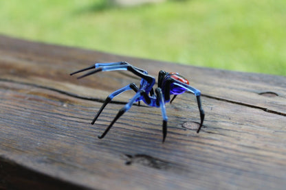 Deep Blue Glass Spider Sculpture – Handmade Murano Style Gift