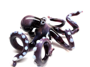 Purple Blown Glass Octopus, Ocean, Octopus Sculpture