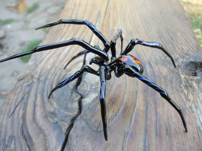 Art Glass Spider Figurine, Blown Glass Spider, Spider halloween, hand blown glasses, glass sculpture for sale, Spider Charms
