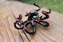 Load image into Gallery viewer, Black Red Glass Octopus, Ocean, Octopus Sculpture
