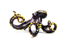 Load image into Gallery viewer, Purple Yellow Blown Glass Octopus, Ocean, Octopus Sculpture
