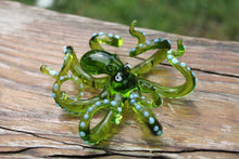 Load image into Gallery viewer, Deep Green Blown Glass Octopus Sculpture
