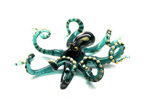 Blue Blown Glass Octopus Sculpture