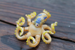 Yellow Blown Glass Octopus glass figurine Octopus Glass Ocean Octopus  Kraken Glass Octopus Figurine
