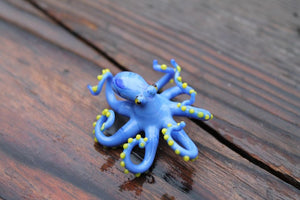 Blue- Yellow Glass Octopus Sculpture