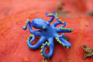 Blue- Yellow Glass Octopus Sculpture