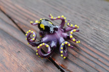 Load image into Gallery viewer, Purple Yellow Blown Glass Octopus Sculpture
