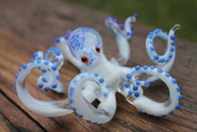 Load image into Gallery viewer, White Blue Blown Glass Octopus
