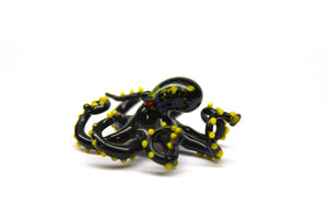 Black-Yellow Glass Octopus Sculpture