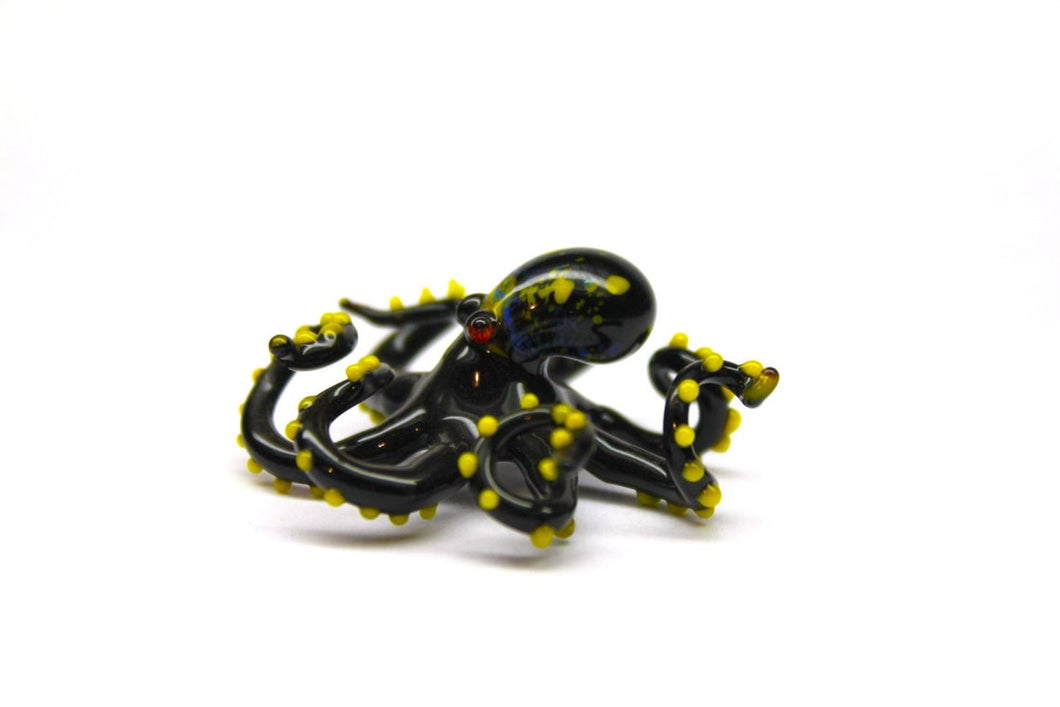 Black-Yellow Glass Octopus Sculpture