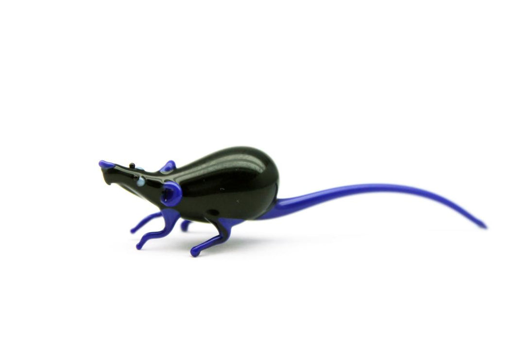 Glass Rat Figurine - Blown Glass Rat - Glass Animal Figurine - Blown Glass Animals - Rat Glass Miniature