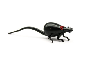 Handmade Blown Glass Small Figurine Brown Rat Mouse