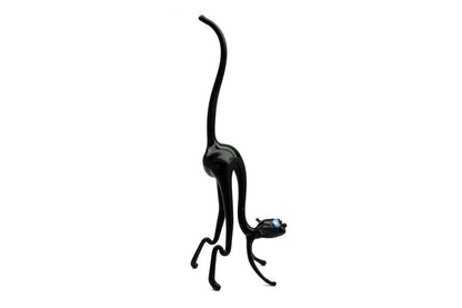 Elegant Black Murano Glass Cat Figurine 3 Inches Tall Handmade