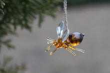 Load image into Gallery viewer, Glass Bee Pendant Collectible Figurine honey bee , Animals Glass, Art Glass, Blown Glass, glass sculpture for sale, Glass Art
