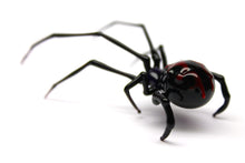 Load image into Gallery viewer, Glass black Widow Figurine, Blown Glass Spider sculpture
