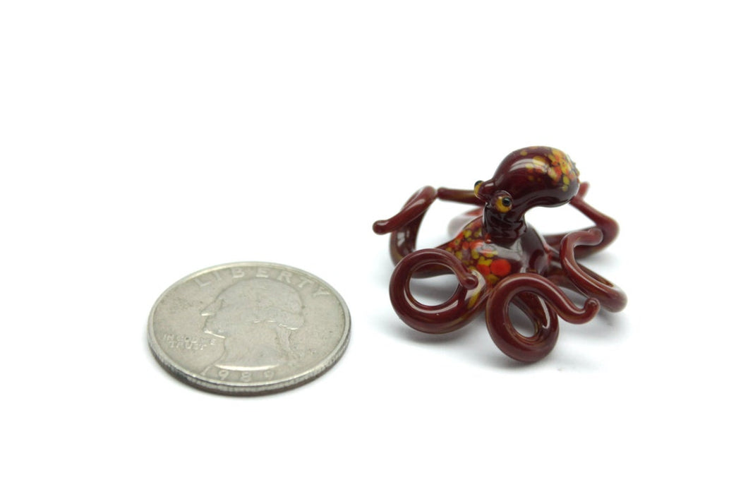 Deep Red Blown Glass Octopus glass figurine mini