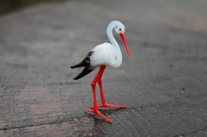 Small Glass Stork bird Murano Gift Blown Stork Sculpture