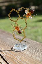 Load image into Gallery viewer, Glass Honeycomb and Bee Collectible Figurine Glass Bee Blown Glass honeybee Honeybee and Honey comb
