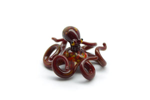 Deep Red Blown Glass Octopus glass figurine mini