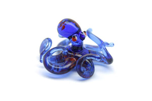 Violet-Blue Blown Glass Octopus glass figurine mini