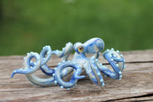 Load image into Gallery viewer, Sky Blue Blown Glass Octopus glass figurine Octopus Glass Ocean Octopus  Kraken Glass Octopus Figurine
